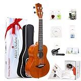 Ukulele, AKLOT Concert Ukelele Solid Mahogany 23 inch for Professional Beginners Adults Kit with Free Online Lesson and Uke Accessories