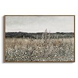 InSimSea Framed Canvas Wall Art Vintage Decor, Landscape Wall Art, Meadow with Flowers Art, Modern Farmhouse Decor, Cottagecore Bedroom Bathroom Office Decorations, 24"x36"