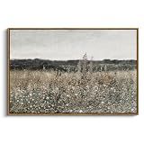 InSimSea Framed Canvas Wall Art Vintage Decor, Landscape Wall Art, Meadow with Flowers Art, Modern Farmhouse Decor, Cottagecore Bedroom Bathroom Office Decorations, 24"x36"