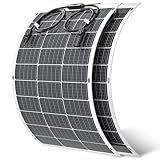 Viewsun Flexible Solar Panel 2PCS 100 Watt, Fiberglass Bendable Solar Panels 16BB Mono Cell, Lightweight & Urtra-Thin for RV, Camping, Boat, Balcony, Roof, Yacht,Uneven Surface