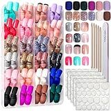 FANDAMEI Press on Nails, 24 Colors 576PCS Press on Nails Short Square Matte Glossy. Glitter Nails Short Round. Natural Fit Lightweight Fake Nails Natural for Nail Art