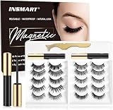 Magnetic Eyelashes with Magnetic Eyeliner Kit -10 Pairs Upgraded 3D 5D Magnetic Eyelashes Kit with Tweezers & 2 Tubes of Magnetic Eyeliner, Reusable, No Glue (10 Pairs)