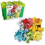 LEGO DUPLO Classic Deluxe Brick Box 10914 Starter Set - Features Storage Box, Bricks, Duplo Figures, Dog, and Car, Creative Play, Great Early Learning Toy for Toddlers Ages 18+ Months
