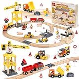 Lehoo Castle Wooden Train Set, Construction Toys for 3 Year Old Boys