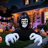 DR.DUDU 6 Ft Halloween Inflatable Decoration Grim Reaper Spooky Ghost with LED Lights for Outdoor Garden Yard Lawn
