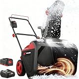 PowerSmart 40V Cordless Snow Blower, 21'' Cleaning Width/6'' Cleaning Depth Snow Blower with LED Light & 30 FT Throwing Distance, Battery and Charger Included,Perfect for Driveway,Garden, Deck,Garage