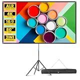 Projector Screen with Stand, 80 Inch Portable Projector Screen Outdoor Indoor, 1.5 Gain ALR Projection Screen, Anti Light, 4K Ultra HD 16:9 Outdoor Movie PVC Screen for Movie Night (Grey Screen)