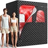 iTHERAU 2 Person Infrared Sauna Box for Home, Portable Steam Sauna Room with 660nm＆850nm Red Light Therapy Lamp, 5-Layer Waterproof, 2 Steamers, 2 Folding Chair, 2 People Red Light Sauna