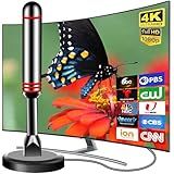 TV Antenna for Smart TV Indoor, 2025 Digital Indoor Antennas with Strong Magnetic Base, 360°&Long Range Reception TV Antenna for Local Channels, Easy Setup Digital HD Antenna for T V Without Cable