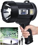 Sigoobal Rechargeable Spotlight,2000000 LM Super Bright Handheld Spot Light LED Flashlight High Lumens,Powered Spotlight Large Searchlight Outdoor with Solar Panels for Boating Camping Hunting