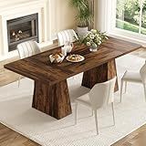 LITTLE TREE Dining Table for 6 People, Wooden Table, Rectangle Furniture with Heavy Duty Legs, Modern Kitchen Table for Home, Dining Room, Brown