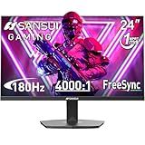 SANSUI 24 Inch Gaming Monitor 180Hz 1Ms FreeSync HDR 110% sRGB FHD 1080P Computer Monitor HDMI DP Ports Eye Care Frameless VESA Mount Cable Management(ES-G24F4L HDMI Cable Included)