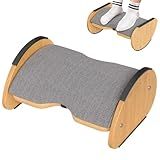 Amazer Bamboo Under Desk Footrest with Cushion 3-in-1, Reversible Ergonomic Rocking Foot Rest for Under Desk at Work, Adjustable Foot Stools with Washable Cover, Desk Leg Rest for Home Office
