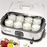 JoyMech Yogurt Maker Machine, 8 Glass Jars with Lids Reusable for Yoghurt, Oatmeal, Pudding, or Jello, Food-Grade Martial, One-touch Control, Homemade Yogurt