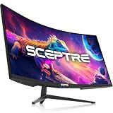 Sceptre 34-Inch Curved Ultrawide WQHD Monitor, 3440 x 1440, R1500, Up to 180Hz/165Hz, DisplayPort x2, 100% sRGB, 1ms, Built-in Speakers, Black (C345B-QUT168 Series)