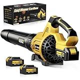 GEVEELIFE Leaf Blower Cordless, 650CFM & 3 Speed Levels, Electric Cordless Leaf Blower with 2 * 5.0Ah Battery Powered, Blowers for Lawn Care, Yard, Blowing Leaves, Dust, Snow