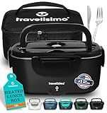 TRAVELISIMO Electric Lunch Box for Adults 100W Heated Lunch Box For Men 1.5L Stainless Steel Portable Food Warmer, 12/24/110V for Travel & Work, Loncheras Electricas Para Calentar almuerzo