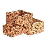 Honey-Can-Do Banana Leaf Storage Baskets –Water Hyacinth Woven Basket, Decorative Baskets for Shelves, Basket for Gifts, Closet, Pantry, and Home Organization, Set of 3, Multi-Size