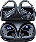Active Noise Cancelling Wireless Earbuds Bluetooth Headphones 90 Hrs Playtime Ear Buds with Hi-Res Stereo Deep Bass Power Display Earphones with Earhooks Waterproof Transparency Headset for Sports/Gym