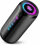 TIMU Portable Bluetooth Speaker, Powerful Sound Wireless Speaker: Boost Bass, Bluetooth 5.4, 24H Playtime, 8 RGB Modes, IPX7 Waterproof, TWS Pairing, Beach/Vacation Essentials, Gift Ideas（Black）