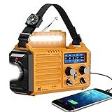 Eoxsmile Emergency Radio with NOAA Weather Alert, 5000mAh Solar Hand Crank Portable AM/FM Shortwave Radio, Rechargeable Battery Powered, USB Charger, Flashlight, SOS Alarm for Home Outdoor Survival