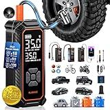OlarHike Cordless Tire Inflator Portable Air Compressor, 150PSI Dual Power - 6000mAh & 12V DC, Air Pump for Car Tires, Bike, Motorcycle, Balls with LED & Digital Pressure Gauge, Car Gifts