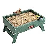 Kingsyard Ground Bird Feeder for Outdoors - Recycled Plastic Platform Feeder for Wild Birds, Squirrels, Chicken, 5 LBS Large Capacity, Green