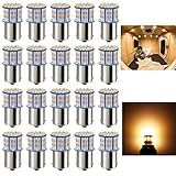 Antline 1156 1141 1003 7506 BA15S LED Bulbs Warm White/Yellow 20-Packs, Super Bright 3014 50-SMD LED Replacement for 12 Volt RV Camper Trailer Boat Trunk Interior Light Bulbs