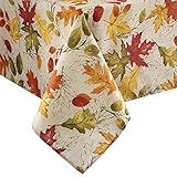 Elrene Home Fashions Autumn Leaves Fall Printed Wrinkle Resistant Tablecloth, Holiday Table Cover for Formal or Everyday Use, 60"x84" Oblong/Rectangle