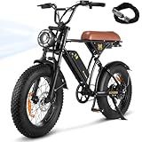 CYCROWN CycRun Electric Bike for Adults Peak 750W Motor with 374.4WH Battery, 20MPH 55Miles Ebike for Adults, 20" Fat Tire Commuting Off Road Mountain Ebike with Hydraulic Suspension, UL2849