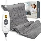 Pure Enrichment® PureRelief® XL Heating Pad - 12" x 24" Electric Heating Pad for Back Pain & Cramps, 6 Heat Settings, Soft Machine Wash Fabric, Auto-Off & Moist Heat (Charcoal Gray)