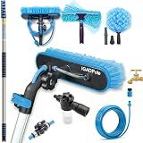 IGADPole 24 FT Water-Fed Washing Kit with Soap-Dispenser, Brush, 10″ Squeegee & Cobweb Duster for Windows, Gutters, Solar Panels & Exterior Walls