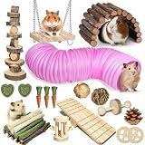 Kagoty 40 PCS Hamster Toys Set, Guinea Pig Toys Enrichment Hamster Tubes and Tunnels, Rat Enrichment Toy with Bridge, Seesaw, Swing, Ball for Gerbils, Chinchillas, Dwarf and Syrian Mouse