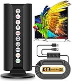 2026 Upgraded TV Antenna for Smart TV, 3000+ Miles Range Strongest Digital HD TV Antenna Indoor Ourdoor with Amplifier Signal Booster, Waterproof Design, 4K 1080p Support 360°,32.88FT Cable
