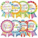 Happy Birthday Badge Stickers, 240 Pcs, 8 Color Designs, 2.6 x 3.7 in