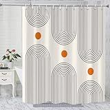 GKLEASG Boho Mid Century Shower Curtain, Minimalist Abstract Arch Simple Sun Modern Machine Washable Waterproof for Bathroom Decor Bathtub with 12 Hooks 72x72