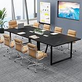 Tribesigns 8FT Conference Table, 94.49 L x 47.24 W x 29.53 H Inches Large Meeting Podcast Table for 10 People, Business Style Wooden Training Table with Strong Metal Frame for Office Conference