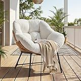 ONBRILL Outdoor Egg Chair, Indoor Lounge Chair for Patio, Bedroom, Living Room, Porch - Beige