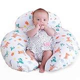 Nursing Pillow, Breastfeeding Pillows, More Support for Mom and Baby, with Removable Cotton Cover and Colorful Animal Patterns, Machine Washable, Plus Size, White