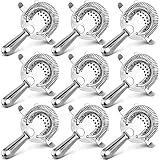 WUWEOT 9 Pack Cocktail Strainer, 4-Prong Stainless Steel Bar Strainer, 6 Inches Silver Bar Tool Drink Strainer with 100 Wire Spring for Bartenders and Mixologists