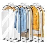 MISSLO 10" Gusseted All Clear Garment Bags for Hanging Clothes 3 Packs 40" Suit Bags for Closet Storage Hanging Clothes Storage Suit Cover for Shirts, Coats, Dresses