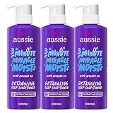 Aussie 3 Minute Miracle Moist Deep Conditioner for Dry Hair, Avocado & Jojoba Oil, Safe for Color Treated Hair, Nourishing Hydration, Silky Shine, Paraben-Free, 16 Fl Oz Each, Triple Pack