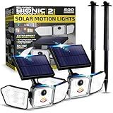 Bionic Flood Light 2 Pk Solar Lights Outdoor Waterproof, Ultra Bright 89 LEDs, 3 Heads Wide Angle Motion Sensor Outdoor Lights for Security, Wall, House, Spot Light, IP65 Waterproof – Stakes Included