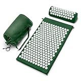 Sivan Back and Neck Pain Relief Acupressure Mat and Pillow Set, Chronic Back Pain Treatment - Relieves Your Stress of Lower Upper Back and Sciatic Pain - Green