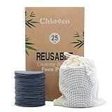 Chloven 25 Pack Charcoal Bamboo Reusable Makeup Remover Pads