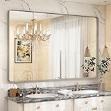 CHARMOR 60x40 Inch Brushed Nickel Bathroom Mirror, Silver Bathroom Mirrors for Vanity, Rectangle Silver Metal Frame Bathroom Mirror for Wall, Shatterproof, Hangs Horizontally or Vertically