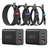 65W Super Fast Charger Type C, 3-Port USB C Fast Charger PPS/PD/QC Block