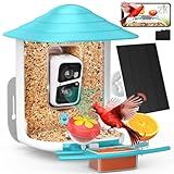 birdsnap® TUC Bird Feeder with Camera 2K HD, Solar Panel 32GB Card 4-in-1 Perch, 160°View Auto Detect & Notify AI Identify Video Bird Camera Wireless Outdoors Ideal Gift for Birds Lover