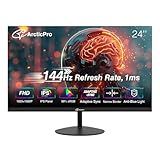 ArcticPro 24inch Computer Monitor, FHD 1080p, 144Hz Office and Gaming Monitor, IPS, Adaptive Sync, 110% sRGB, 1ms, 3-Sided Frameless, Ultra Slim, VESA Mountable, Anti-Blue Light Design, HDMI, DP