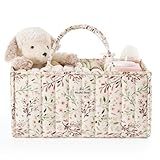 Blissful Diary Floral Diaper Caddy Organizer, Stylish Nursery Storage Basket, Gift for Baby Shower, Baby Registry Must Have, Newborn Essentials, Pastoral Daisy